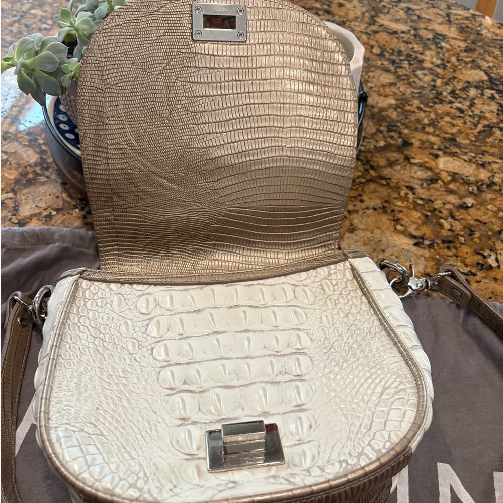 Brahmin Cream Crossbody Bag with gromet Detailing - Picture 6 of 12